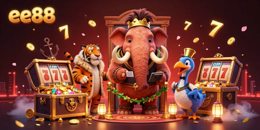 Experience the vibrant ee88 casino scene with colorful gems, iconic characters, and dynamic gaming elements.
