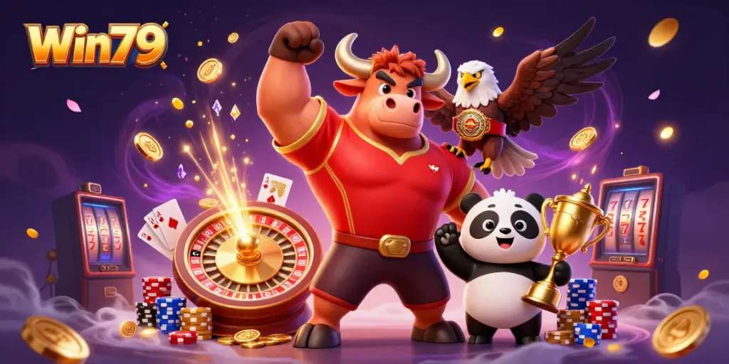 Win79 offers thrilling victories with dynamic scenes packed with casino games and energetic mascots.