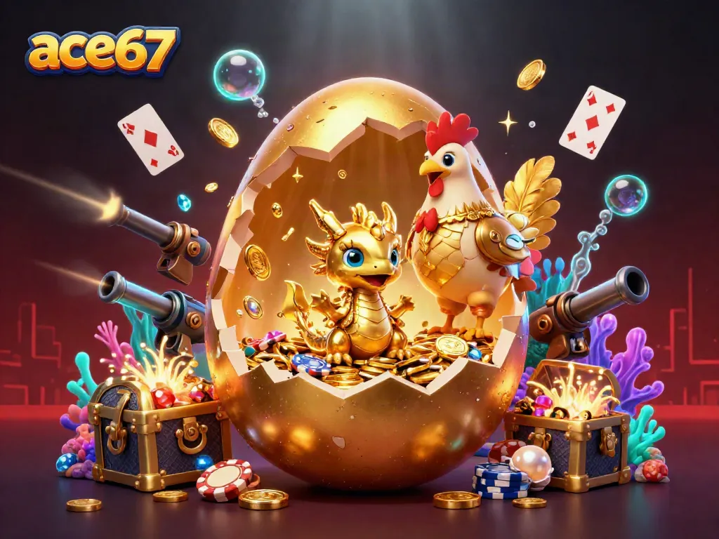 Experience the thrilling world of ace67 with captivating visuals of golden dragons and poker chips.