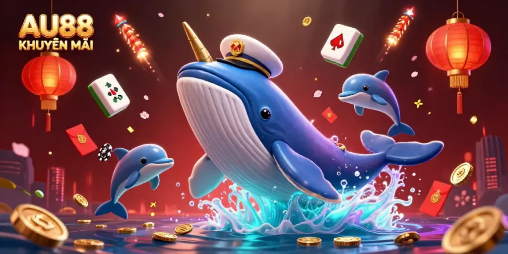 Engage in winning strategies with AU88 KHUYẾN MÃI amidst a vibrant sea of casino themes.