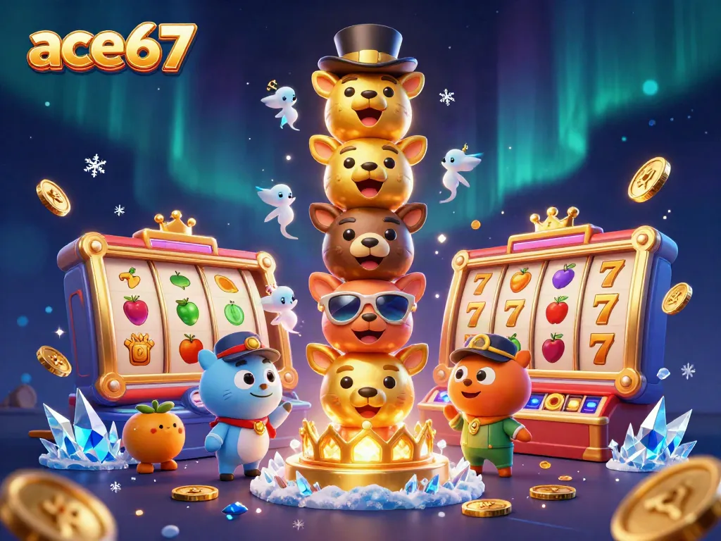 Enjoy exciting slot games at ace67 with vibrant golden totem and dynamic casino elements.
