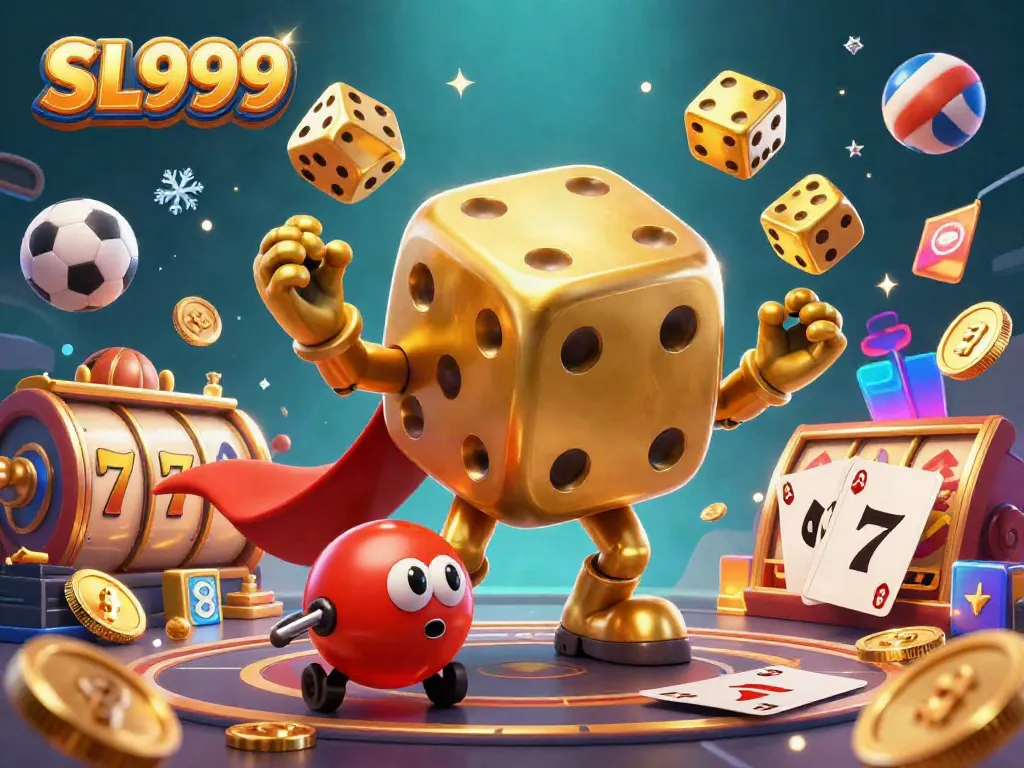 Engage in thrilling gameplay with SL999's vibrant casino scene featuring dynamic elements and a lively atmosphere.