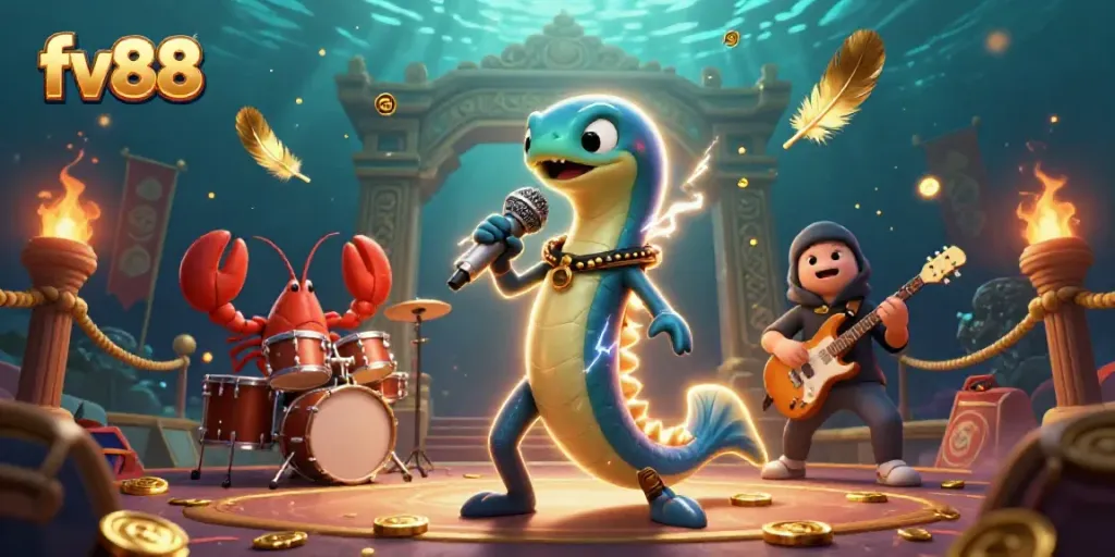 Experience exciting gameplay at fv88 with a dynamic performance by a DJ electric eel and his band.