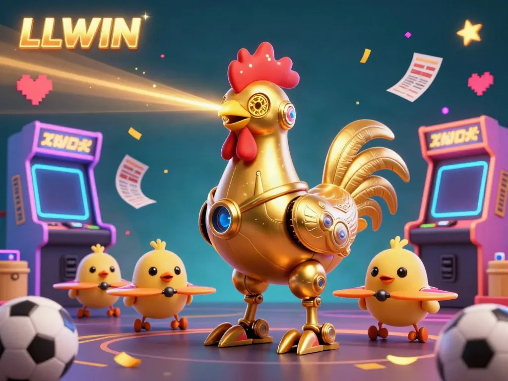Experience thrilling sports betting and gaming action with LLWIN's vibrant 3D digital illustration.