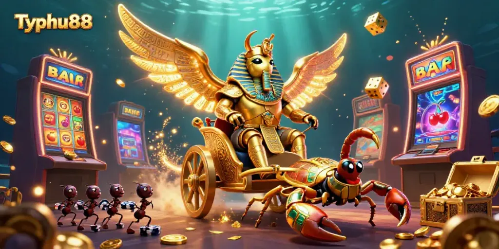 Engage in thrilling games at Typhu88 with vibrant casino visuals and dynamic elements.