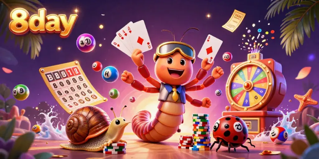 Bettors engage in thrilling games with 8day's lively dealer and vibrant lottery elements.