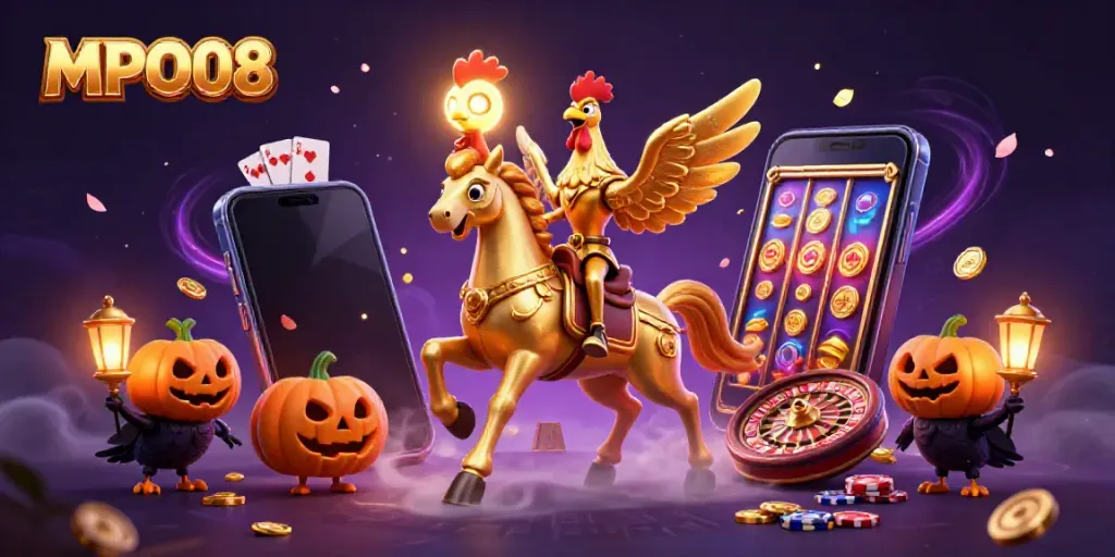 Experience thrilling moments at MPO08 as the golden rooster leads the casino adventure.