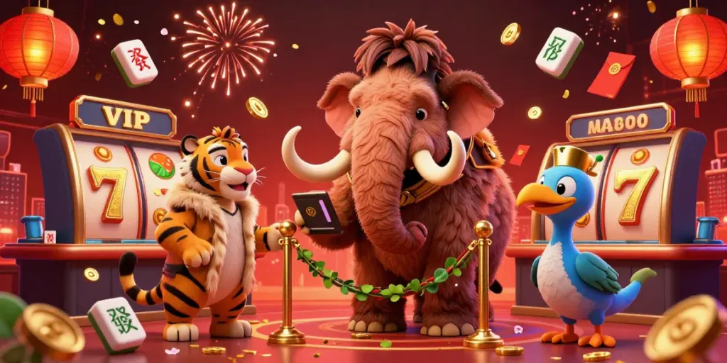 Experience the excitement of the slot jackpot with vibrant casino characters in a dynamic illustration.